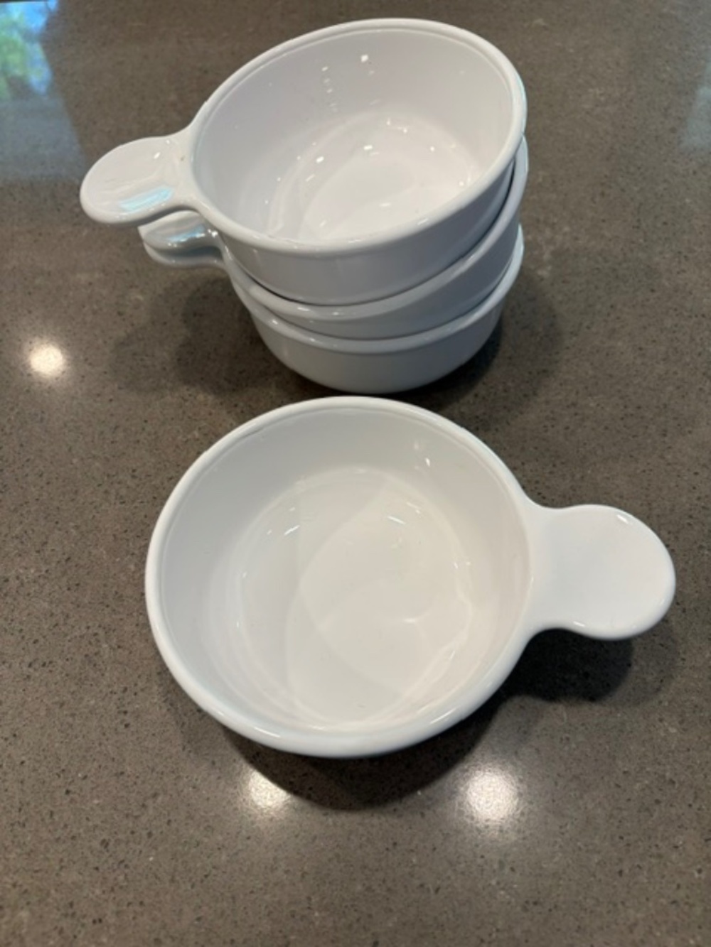 Set of 4 Corning Ware Single-handled White Grab-it Dishes